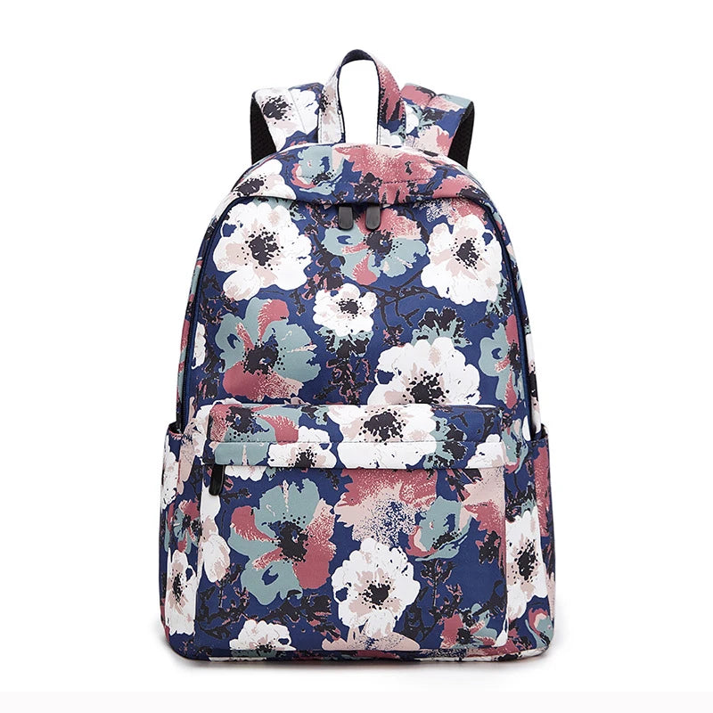 Flower Print Waterproof Backpack for Women Student