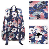 Flower Print Waterproof Backpack for Women Student