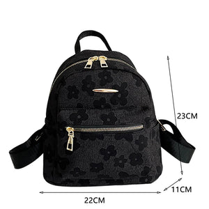 Flower Print Small Backpack Canvas School Bag