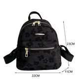 Flower Print Small Backpack Canvas School Bag