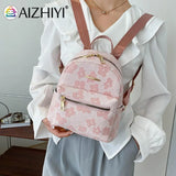 Flower Print Small Backpack Canvas School Bag