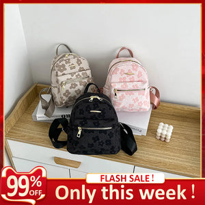 Flower Print Small Backpack for Girls Canvas School Bag