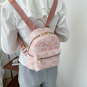 Flower Print Small Backpack Canvas School Bag for Girls