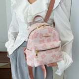 Flower Print Small Backpacks for Girls Soft Canvas School Bag