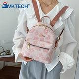 Flower Print Small Backpack for Girls Canvas School Bag