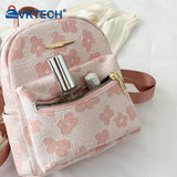 Flower Print Small Backpack for Girls Canvas School Bag