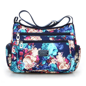 Flower Print Women Shoulder Bag Ladies Nylon Waterproof Messenger Handbags