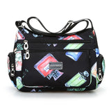 Flower Print Women Shoulder Bag Ladies Nylon Waterproof Messenger Handbags