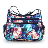 Flower Print Women Shoulder Bag Ladies Nylon Waterproof Messenger Handbags