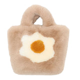 Winter Flower Crossbody Bag Women Fur Handbag Shoulder Tote Girl Bolsas