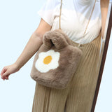 Winter Flower Crossbody Bag Women Fur Handbag Shoulder Tote Girl Bolsas