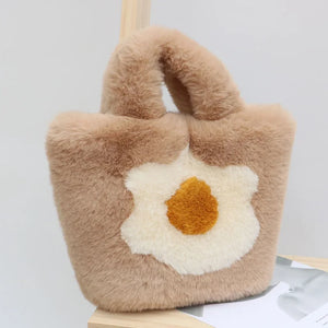 Winter Flower Crossbody Bag Women Fur Handbag Shoulder Tote Girl Bolsas