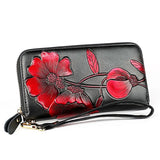 Flower Women Wallets Leather Long Zipper Wallet Ladies Purse Clutch