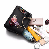 Flowers Crossbody Bag Vintage Small Shoulder Handbag Female Top-Handle