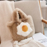 Women's Plush Handbag Poached Egg Printed Shoulder Clutch