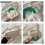Fold Cloud Women Handbag Small PU Leather Shoulder Bags Short Handle Totes