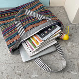 Women Big Size Handbag Casual Flower Printing Canvas Graffiti Shoulder Bag