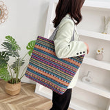 Women Big Size Handbag Casual Flower Printing Canvas Graffiti Shoulder Bag