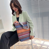 Women Big Size Handbag Casual Flower Printing Canvas Graffiti Shoulder Bag