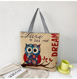 Women's Canvas Tote Bag Flower Printing Shoulder Bag