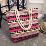 Women Big Size Handbag Tote Casual Flower Printing Canvas Shoulder Bag