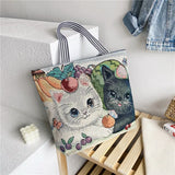 Women's Canvas Tote Bag Flower Printing Shoulder Bag