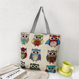 Women's Canvas Tote Bag Flower Printing Shoulder Bag