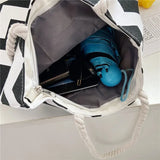 Women Canvas Flower Printing Tote Bag - Graffiti Shoulder Bag