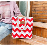 Women Canvas Flower Printing Tote Bag - Graffiti Shoulder Bag