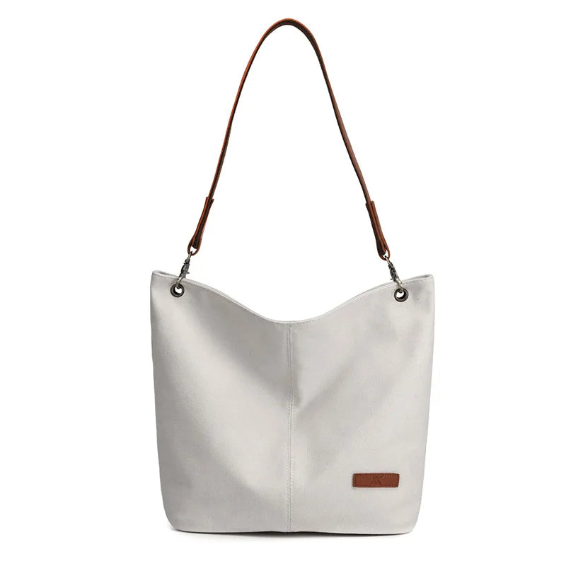 Women Big Size Canvas Handbag Tote Flower Printing Shoulder Bag
