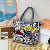 Women's Canvas Flower Printing Tote Bag - Big Size Handbag