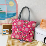 Women Large Tote Handbag Floral Canvas Shoulder Bag