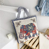 Women's Canvas Tote Bag Flower Printing Shoulder Bag
