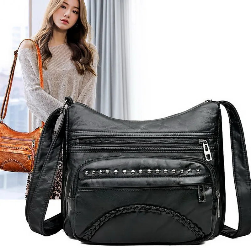 Vintage Crossbody Pu Leather Soft Washed Messenger Flap Bag