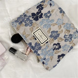 French Embossed Flower Cosmetic Bag Large-capacity