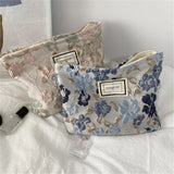French Embossed Flower Cosmetic Bag Large-capacity
