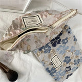 French Embossed Flower Cosmetic Bag Large-capacity