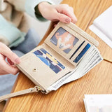 Flower Small Wallet Soft Leather Purses Short Female Wallet