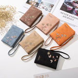 Flower Small Wallet Soft Leather Purses Short Female Wallet