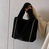 Faux Fur Winter Hand Bag Soft Plush Handbag Small Female