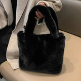 Faux Fur Winter Hand Bag Soft Plush Handbag Small Female