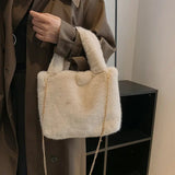 Faux Fur Winter Hand Bag Soft Plush Handbag Small Female