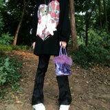 Vintage Velvet Ladies Bucket Bag Small Shoulder Crossbody Purse Evening Clutch