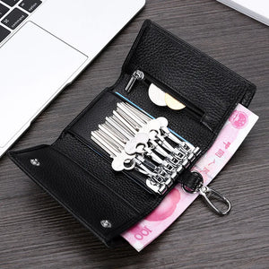 Leather Key Wallet Women Keychain Covers Zipper Key Case Bag 818
