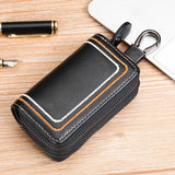 Leather Key Wallets Men Car Key Holders Top Double Zipper Keychain Case Women