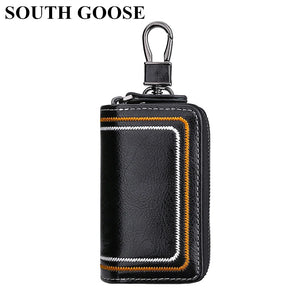 Leather Key Wallets Men Car Key Holders Top Double Zipper Keychain Case Women