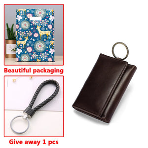 Leather Keychain Men Women Key Holder Organizer Pouch Cow Split Car Key Bag