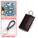 Leather Keychain Men Women Key Holder Organizer Pouch Cow Split Car Key Bag