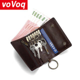 Leather Keychain Men Women Key Holder Organizer Pouch Cow Split Car Key Bag