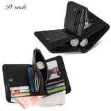 Leather Men's Short Wallet With Coins Pocket Money Purse
